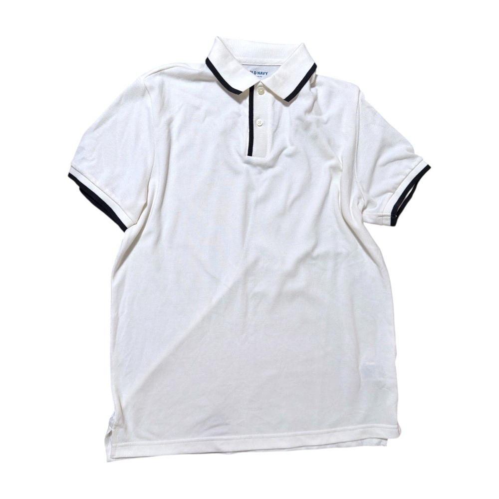 Old Navy White Polo Shirt with Black Trim – Men’s Size Medium - Picture 2 of 4